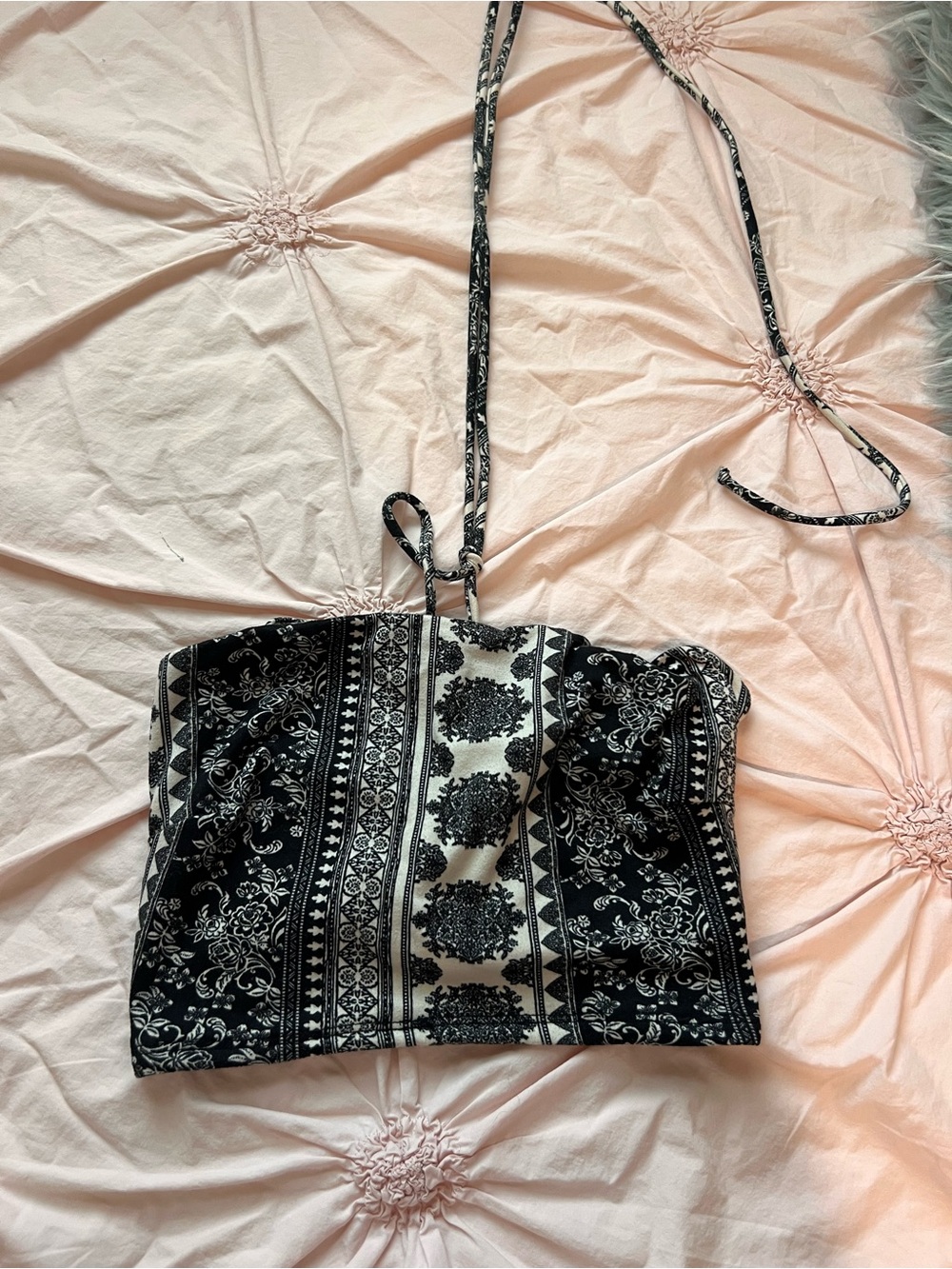 Papaya Black & White Bohemian Print Halter Top